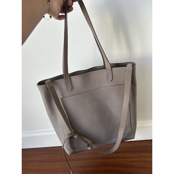 👜 Madewell Medium Grey Leather Transport Tote Bag in Sandstone Casual Work READ - Picture 6 of 6